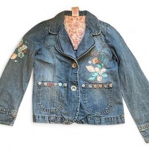 Faded Glory brand Heavily Embroidered blue denim jacket